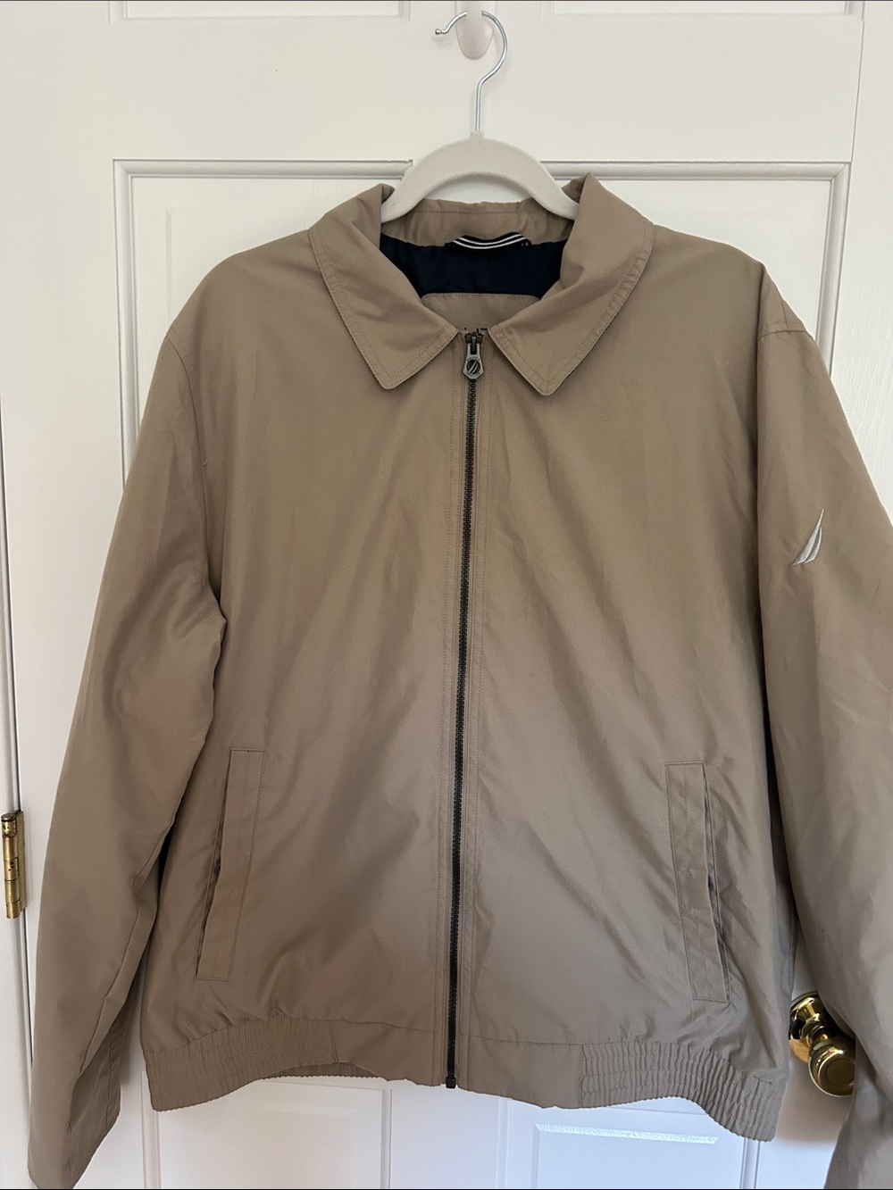 Nautica Performance Water & Wind Resistant Khaki Bomber Jacket - Size L